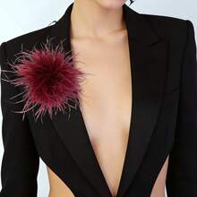 1pc Handmade Firework Feather Flower Brooch, Colorful Accessory For Women's Hats, Clothing, Wedding, Party - Feather Flower - View 2