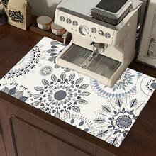 1pc Bohemian Pattern Printed Absorbent Dish Drying Mat, Espresso Machine Countertop Absorbent Mat, Sink Drainage Mat, Soft Faucet Absorbent Mat, Sink Cup Mat, Home & Kitchen, Bathroom Accessories - Multicolor - View 5