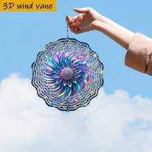 1pc 3D Colorful Floral Petal Brilliant Rotating Decor, 10in*10in With Swivel Hook, 360° DIY Creative Wind Spinner, No Electricity Required For Home Patio Outdoor Decoration (Pendant Not Included), Random Style - A - View 6