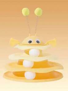 1pc - Pet Carousel Toy | Bee-Shaped Rolling Toy, Suitable For Pet Entertainment And Play. Multi-Layer Rotating Design Brings Endless Fun, Perfect For Pet Entertainment And Exercise. Pet Entertainment Toy, Pet Carousel. - Multicolor - View 7