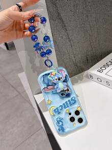 Disney Has Authorized, Phone Case - Chain Set, The Stitch Lilo & Stitch 3D Phone Case Plus A Silicone 3D Stitch Bracelet With Metallic Ring Removable Bracelet, Stitch And Angel Pattern, Compatible With Iphone17/16/15/14/13/12/11/XS/XR/X Plus Pro Max, A Stylish Cartoon Phone Case, The Perfect Gift Choice, Phone Protection, Durable Phone Cover, Great Gift For Friends And Family. - trắng - Xem 3