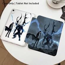 Cartoon Character And Silhouette Pattern Painted Effect Acrylic Crystal Tablet Protective Case, With Stand, Compatible With Honor/Apple/ And Other Popular Tablet Models, Foldable Anti-Bending, Silicone Reinforced Corners, Auto Wake/Sleep Function, Built-In Pen Slot, Multi-Angle Foldable Stand - Multicolor - View 3