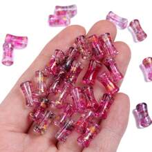 30PCS 6x12mm Glass Transparent Bamboo Shaped Beads With Golden Foil, Nature-Inspired Spacer Charms, Durable Bulk Beads For Fresh & Elegant DIY Jewelry - 竹子 - 查看 12