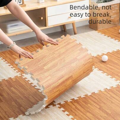 10pcs/Pack, 11.8 Inch, 1CM Thick High-Strength Interlocking Floor Mats, Wood Grain Pattern, Suitable For Living Room, Kitchen, Bedroom, Anti-Collision/Anti-Fall/Moisture-Proof, Puzzle Foam Flooring, Also Suitable For School, Gym, Yoga