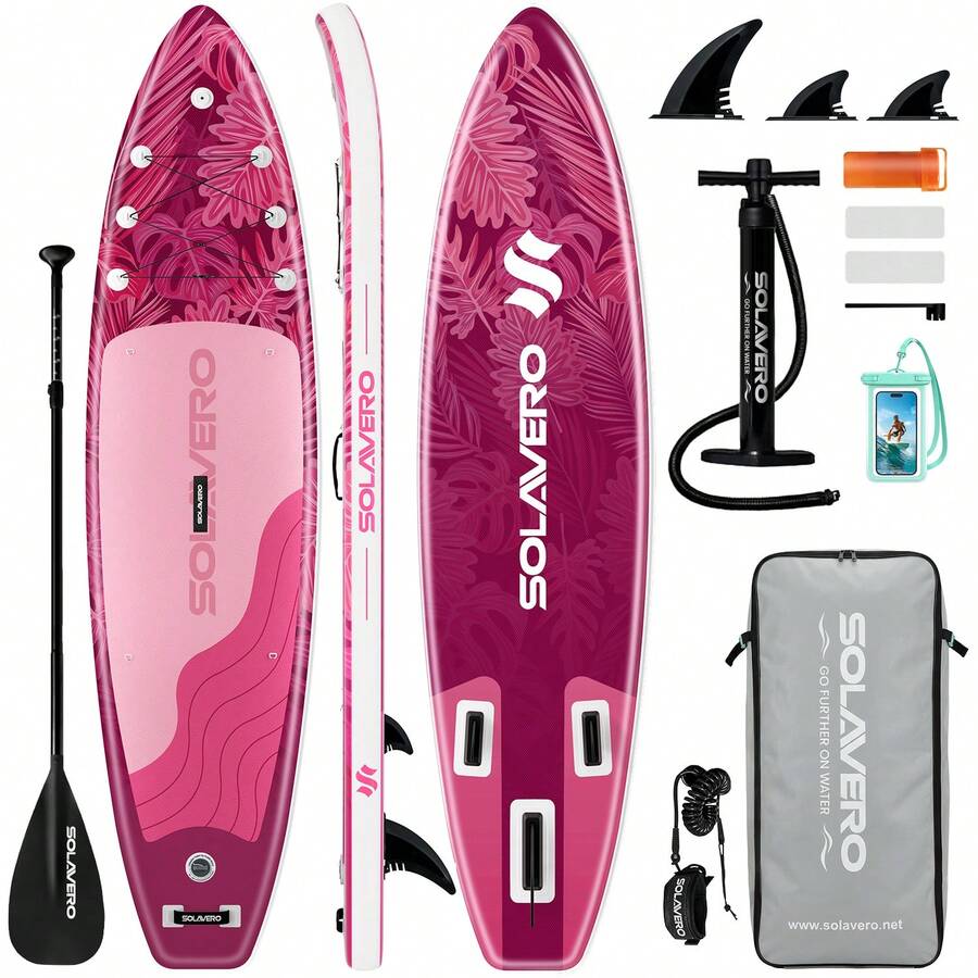 323CM Inflatable SUP Board With Accessories, 3 Removable Fins & Adjustable Paddle | Non-Slip Adult Paddle Board In Various Designs For All Water Activities - Rừng Hồng - Xem 1