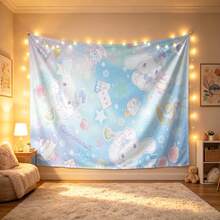 Miniso Sanrio Cinnamoroll Tapestry, Pastel Blue Wonderland Print No-Hole Backdrop, Perfect For Parties, Camping, Home Decor, Scene Setup And Gathering Displays - 0 - View 6