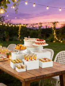 1/3/6/8 Stücke Acryl Selbstbedienungs-Buffet Präsentationsständer, Lebensmittel Präsentationsregal, geeignet für Buffet Tisch, Cut Out Boden Dessert Würfel Box, kann horizontal gelagert werden, anwendbar für Feiertage Wohnzimmer, auch geeignet für Party, Hochzeit und andere Feiertags Dessert und Kuchen Präsentation - Weiss - Übersicht 2