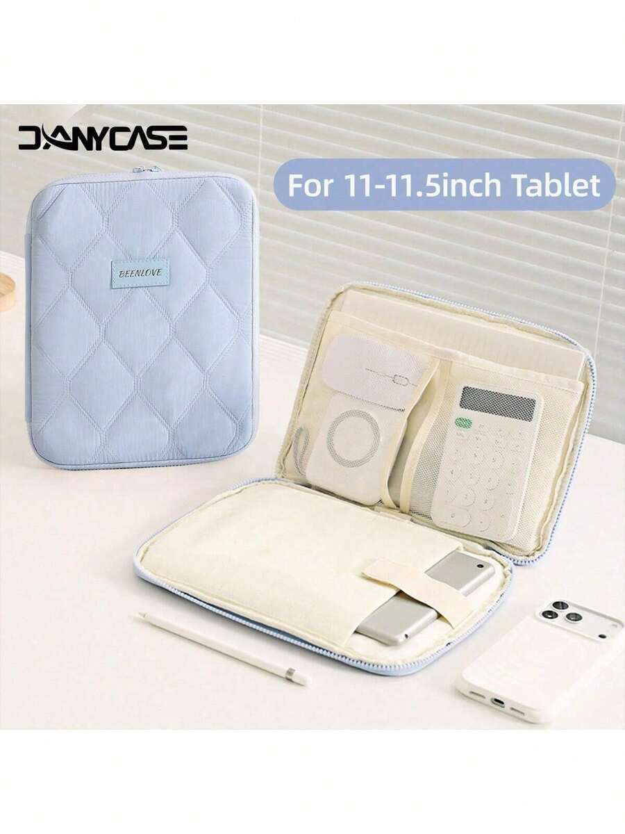 DANYCASE 11-Inch Tablet Protective Sleeve Case, Padded Carrying Bag Fit For IPad, - Light Blue Diamond Pattern - View 1
