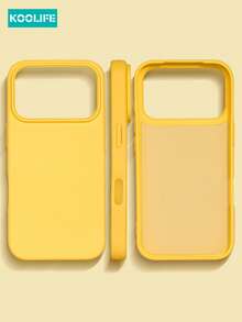 1pc Yellow Minimalist TPU Phone Case, Liquid Silicone Matte Protective Cover, Anti-Drop Durable, Suitable For IPhone 17/17Pro/17ProMax/16/15/14/13/12/11 - Yellow - View 3