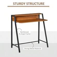 مكتب كمبيوتر مع حجرة تخزين & إدارة الكابلات، تشطيب معدني بلون الجوز، 84x45x85cm، مثالي للمكتب المنزلي & الدراسة - بني مصدي - مشاهدة 6