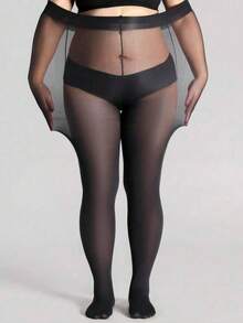 2pcs/Set Classic 300D High Elasticity Solid Color Pantyhose For Plus Size Women, Skin Tone - Multicolor - View 5