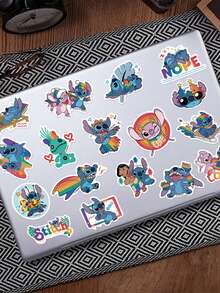 Disney 50PCS Rainbow Stitch Stickers, Creative, Quirky, And Cute Office Decoration Stickers, Suitable For Decorating Desks, Folders, Pen Holders, Notebooks, And Other Doodle Stickers. School Supplies - A - View 3