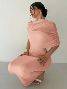 fsvsFirerie Vestido ajustado con cuello de volantes, cintura plisada y color amarillo sólido elegante y romántico.Atuendo para playa, aeropuerto, vacaciones, maestros y vestido de invitada de boda para mujeressdvs AQXT - Rosa - Ver 6