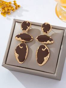 1 Đôi bông tai dáng dài tráng men hình học bất đối xứng tinh xảo kiểu cổ điển, trang sức cao cấp thanh lịch kiểu Pháp, phù hợp cho phụ nữ đeo hàng ngày, hẹn hò, dự tiệc, du lịch, đám cưới, các buổi liên hoan, bông tai tôn dáng, quà tặng ngày lễ. - Cà phê - Xem 2