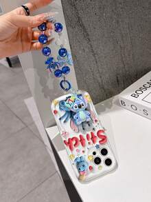 Disney Has Authorized, Phone Case - Chain Set, The Stitch Lilo & Stitch 3D Phone Case Plus A Silicone 3D Stitch Bracelet With Metallic Ring Removable Bracelet, Stitch And Angel Pattern, Compatible With Iphone17/16/15/14/13/12/11/XS/XR/X Plus Pro Max, A Stylish Cartoon Phone Case, The Perfect Gift Choice, Phone Protection, Durable Phone Cover, Great Gift For Friends And Family. - trắng - Xem 3