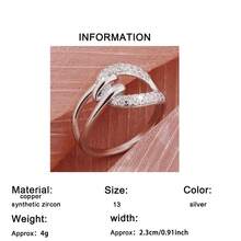 1pc Elegant Intricate Twisted Design Women's Ring With Embedded Sparkling Synthetic Cubic Zirconia, Suitable For Weddings, Engagements, Daily Wear, Anniversaries And Special Occasions - Silver - View 6