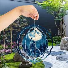 1pc Rotating Wolf Moon Wind Chime Creative Decorative Metal 3D Rotating Wind Chime With 361° Infinite Rotation Hook, Outdoor Garden And Yard Decor, Versatile Decoration For Garden, Patio And Indoor Spaces, Ideal Outdoor Gift, Outdoor Wind Chime, Teacher Appreciation Gift, Perfect Thanksgiving, Christmas, Halloween And Housewarming Gift, Christmas (9.84in*9.84in) - A - View 3