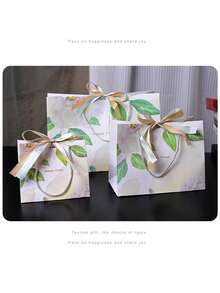 5PCS Rose Flower Series Pink Handheld Gift Bags, Holiday Birthday Gift Bags, Universal Ribbon Gift Packaging Bags - Multicolor - View 5