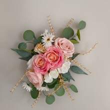 Wedding Artificial Aisle Flowers Chair Decoration Arrangement Wedding Arch Decoration Pink Ceremony Reception Chair Backrest Floral Decoration Reception Church Party - Multicolor - View 9