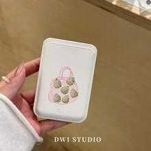 1 pieza Lindo soporte adhesivo para tarjetas de teléfono con diseño de bolsa de malla en forma de pera verde, cartera de bolsillo autoadhesiva de cuero PU sintético con ranura para tarjetas para la parte posterior del teléfono - Multicolor - Ver 6