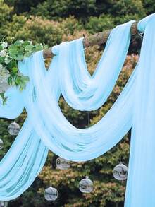1/2/5pcs Blue Organza Arch Fabric,Gender Reveal Party Decoration,Gender Reveal Party Supplies,Baby Shower Gift,Baby Shower Decoration,Baby Shower Party Chair Back Decorations,Birthday Decor Table Flags,Mesh Table Flags,Birthday Party Decorations,Gift Packaging Yarn,Dining Table Center Decoration,Flower Packaging Yarn,Party Gifts, Newborn Baby Party Decor,Party Supplies,Party Favors - Blue - View 5