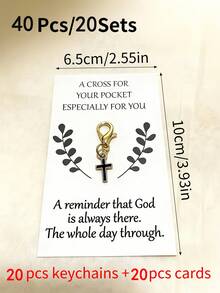 5/10/20 Sets Cross Keychain Set, Includes 10 Leaf Inspirational Cards And 10 Cross Keychains, Lucky Gift For Friends, Daily Encouragement Gift For Students, Includes Packaging Accessories - View 18