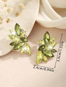 1 Pair Bohemian Alloy Rhinestone Inlaid Fashion Versatile Elegant High-End Luxury Exaggerated Earrings For Women - Mixed Green - View 2