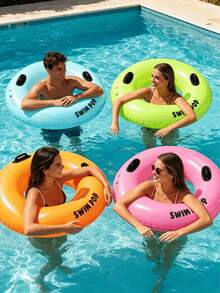1 pieza Aro de natación inflable con asa, material de PVC, adecuado para agua, playa, piscina, fiesta temática, dispositivo flotante, flotador de piscina, asiento de descanso en el agua, balsa de piscina, se necesita comprar una bomba infladora por separado - Varios estilos - Ver 4