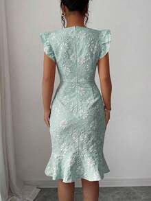 MEXElenzga Vestido elegante de jacquard para ir al trabajo, veranoMEX LBPU - Rojo - Ver 8