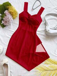 MEXSoleia Vestido midi de verano con estampado de rayas de contraste y abertura, estilo bohemio para mujerMEX BBAV - Marrón - Ver 6