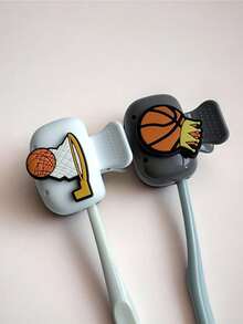 Basketball-Themed Toothbrush Cover, Travel Toothbrush Holder, Portable Toothbrush Head Protector Clip, Toothbrush Storage Clip, Toothbrush Protective Cover. Portable And Lightweight, The Toothbrush Holder Has Two Small Holes For Drainage. - Multicolor - View 9