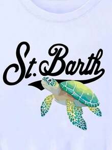 Turtle Print T-Shirt << In The Ocean >> For Women, 100% Cotton, Summer Clothing, Plus Size Summer Tops, K-Pop Warrior Collection, Pure Cotton Tops, Women's Clothing, Women's Summer Clothing, Knitwear, Party Outfits, Women's Crew Neck Tops, Girlfriends' Outfits, Vacation Clothing, Casual Sportswear, Elegant Tops, Women's Sportswear, High-End Women's Clothing, Promotional Women's Clothing, Unisex, Teenage Girl Clothing, Basic T-Shirts, Women's Summer Clothing, Soft And Comfortable, Summer, Spring, Winter, Easter, Party, Beach, Wedding, Graduation, Elegant, Casual, Vacation, Sport, Formal, Millennium, Business, Sequins, Tassels, Ruffles, Polka Dots, Flowers, Patterns, Leopard Print T-Shirt - 白色 - 查看 2