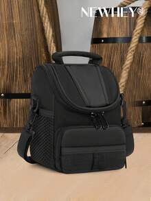 NEWHEY Bolso de mensajero pequeño para hombres, bolso de hombro para fotografía de viaje, bolso de almacenamiento de accesorios de fotografía ligero, bolso de hombro DSLR - Bolso de mensajero impermeable y ligero, esencial para la fotografía de viaje (gran capacidad) - Negro - Ver 8