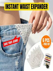6pcs Premium Clothing Enlarger Patch Set, Instantly Rescue Tight Clothes, Side Seam Extension Kit With Needles And Buttons - A - View 10