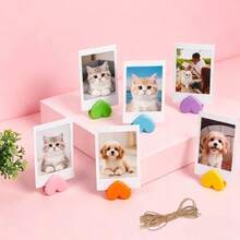 1/4/6pcs Colorful Heart-Shaped Photo Clips With Hanging Rope,Suitable For Photo Wall Decoration, Can Be Hung Or Placed On A Table, Used For Small Photos, Small Cards,Suitable For Home, Office, Weddings, Etc. Heart-Shaped Decorative Clips - Multiple Styles - View 9