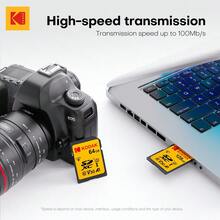 Kodak High Speed Memory Card For Camera/DSLR, Read/Write Speed 100MB/S, SDXC Card, Class 10, Supports 4K HD, V30 A1 U3 Memory Card, Capacity 32GB/64GB/128GB/256GB - View 3
