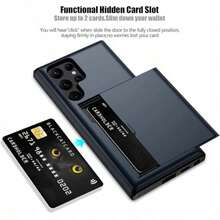 Wallet Card Slot Phone Case Compatible With Galaxy S23 S22 S21 S20 S24 S25 FE S24 Ultra Plus A55 A56 A36 A16 A17, Shock-Proof And Drop-Proof Protective Cover - Navy Blue - View 5