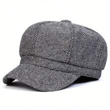 Boina Octogonal de Hilo en Vuelta de Carne para Mujer, Gorra Casual de Moda para Exteriores, Ideal para Viajes de Otoño e Invierno, Fiestas en la Playa - Gris - Ver 7