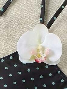 de baño de una pieza con un hombro azul para mujer, con decoración floral 3D, traje de baño y ajustado para vacaciones en la playa - Multicolor - Ver 5