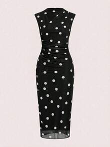 Women Midi Dresses - 黑白 - 查看 2