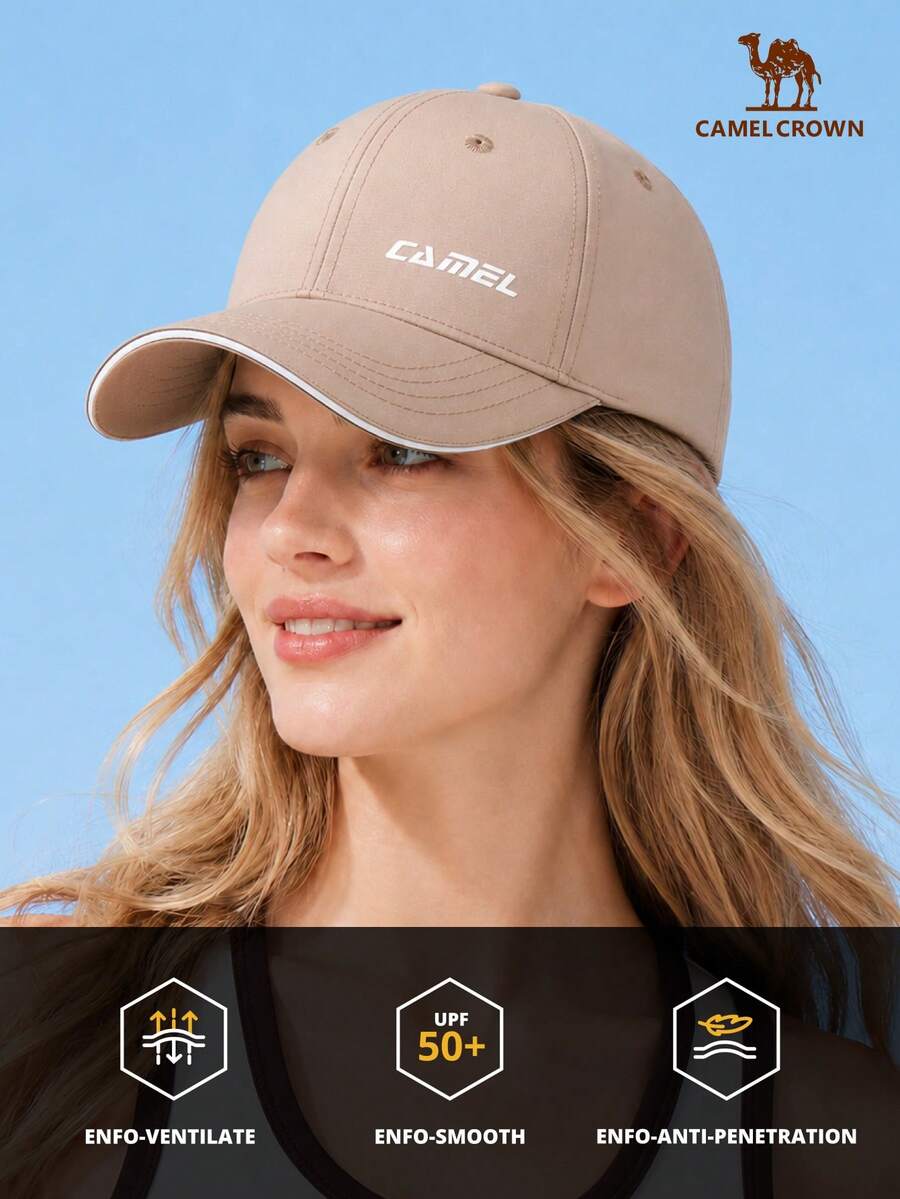 CAMEL CROWN 男女通用棒球帽,夏季遮阳帽,运动遮阳帽,足球帽,网球帽,小号棒球帽 - 卡其 - 查看 1