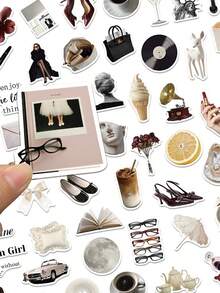 60pcs Old Money Style Clean Lady Sticker - Luxury Coquette Aesthetic Waterproof Vinyl Decal For Laptop Phone Case Tablet Computer Guitar Skateboard - 1 Set - View 2