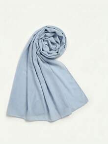 1 chiếc khăn trùm đầu nữ màu trơn bằng vải chiffon mềm mại, kiểu dáng Ả Rập, khăn dài thường ngày, khăn trùm đầu đơn giản, phù hợp cho sử dụng hàng ngày ở Trung Đông. - Màu xanh nhạt - Xem 2