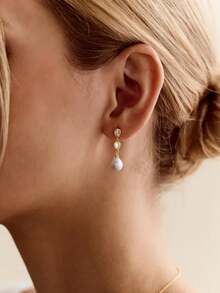 Tsnamer A Pair Of Exquisite Bridal Earrings, Teardrop-Shaped Wedding Earrings, Elegant Faux Pearl Drop Earrings-A Must-Have Gift, Charming Jewelry - Earrings - View 6