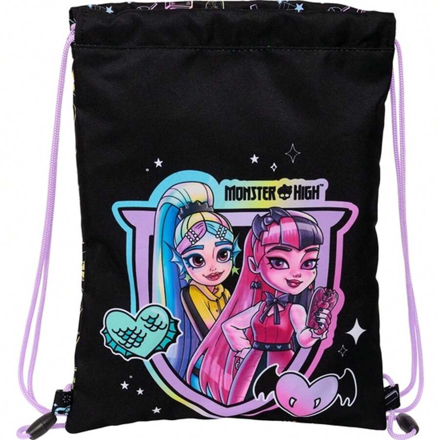Safta Monster High Monster High Junior 兒童平底運動包,抽繩背包,內置拉鍊口袋,安全防勒口,黑色和淡紫色 - 免費送貨 ✅ 24/48 小時送達西班牙大陸 - 彩色 - 查看 1