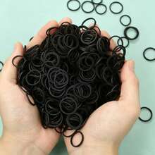 200/400/800 piezas Gomas de pelo negras, bandas elásticas para el cabello, diámetro 18 mm, suaves para el cabello - Redondo - Ver 1