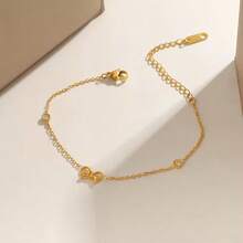 1pc Elegant Minimalist Stainless Steel Chain Bracelet With Bowknot Design And Glass Decor, Suitable For Women's Daily Wear, Work Commute Or Vacation - Yellow Gold - View 7