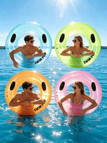 1 pieza Aro de natación inflable con asa, material de PVC, adecuado para agua, playa, piscina, fiesta temática, dispositivo flotante, flotador de piscina, asiento de descanso en el agua, balsa de piscina, se necesita comprar una bomba infladora por separado - Varios estilos - Ver 1