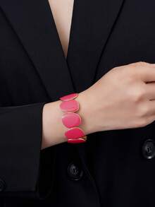 pieza de pulsera elegante de diseñminimalista en rojo rosa, pulsera única y lujosa para mujeres, adecuada para uso diario y como regalo. - Rosa Fucsia - Ver 6