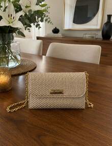 Small Women's Handbag With Crossbody Strap And Chain, Mini Bag, Women's Party Bags - Beige - View 1